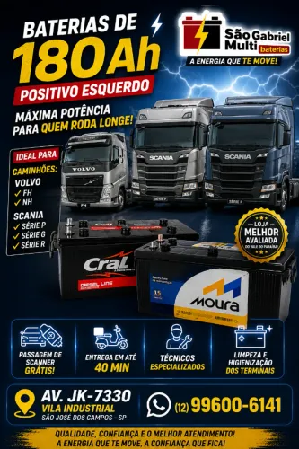 Bateria de 180ah positivo esquerdo