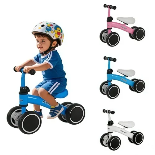 Andador/Bicicleta de Equilíbrio 4 Rodas Sem Pedal - Infantil, Estável e Seguro-P14