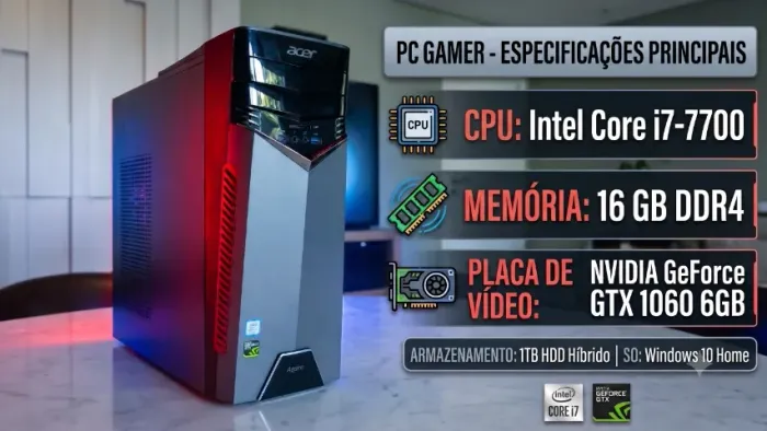 CPU Gamer ACER 783 - Intel Core i7 16GB, GTX 1060, 1TB HDD