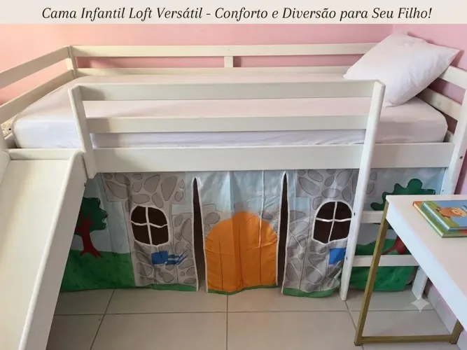 Cama infantil com casa e escorregador 
