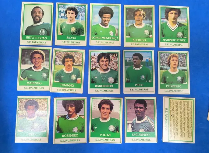 15 futebol cards ping pong 1979 Palmeiras