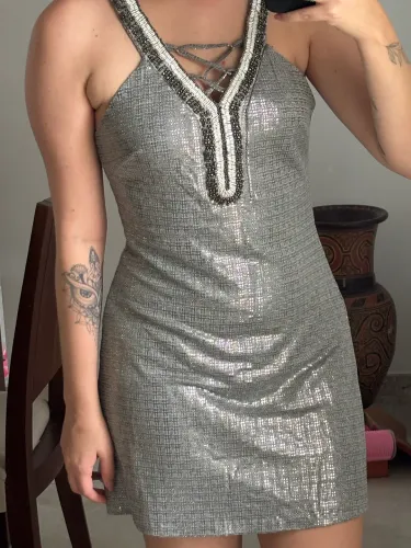 Vestido prata retrô