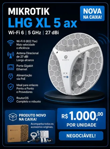 MikroTik LHG XL 5 ax Wi-Fi 6 27dBi - Nova na Caixa