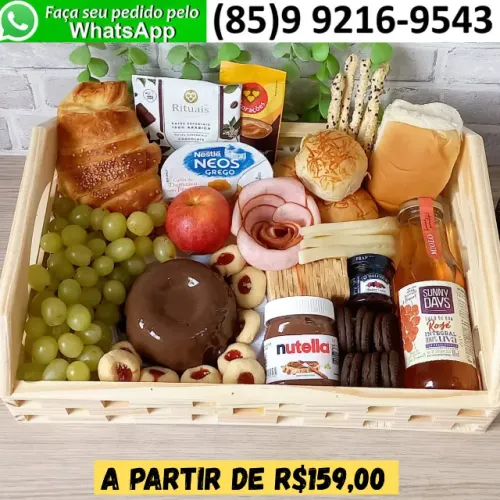 Cesta de Café da Manhã Luxo Premium Croissant Mini Bolo de Chocolate