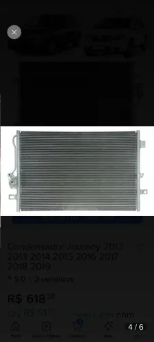 Condensador para ar condicionado Fiat freemont 2012