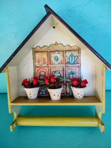 Porta pano de prato casinha artesanal