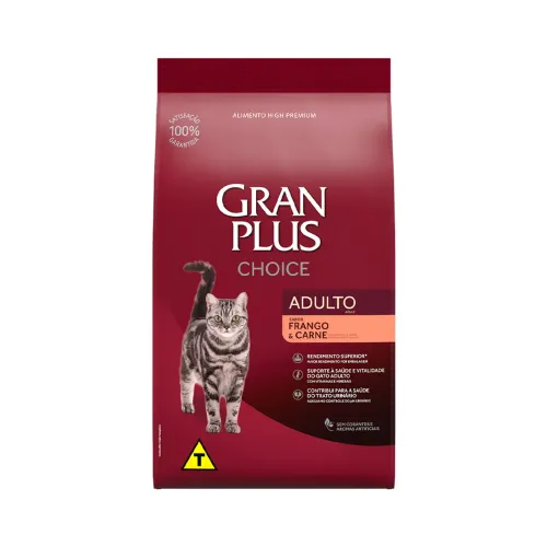 Ração GranPlus Choice Gatos Adultos Frango e Carne
