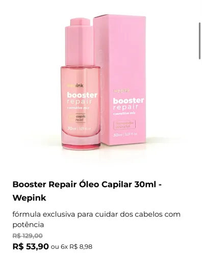 Óleo booster reparador capilar em conta gotas 30ml 