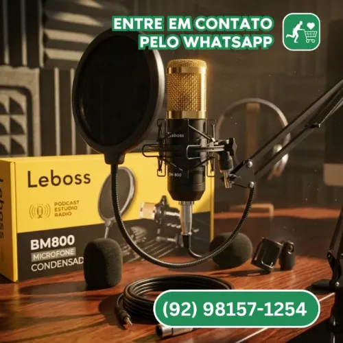 Microfone Condensador Profissional Leboss BM800 para Podcast e Estúdio