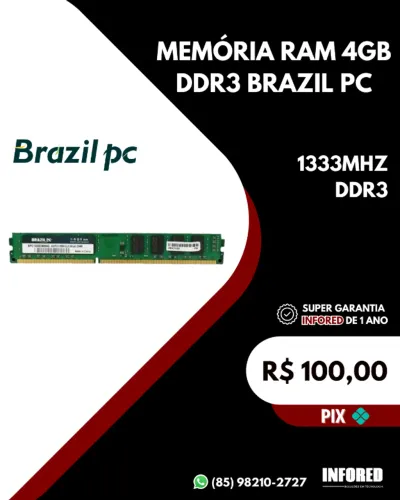 Memória RAM 4GB DDR3 Brazil PC ? 1333MHz | Desktop