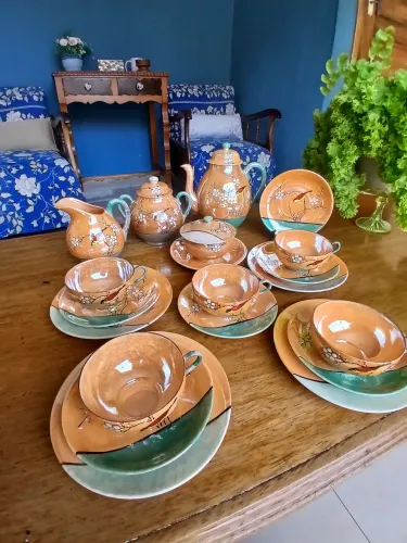 Jogo de chá e bolo japonês lusterware
