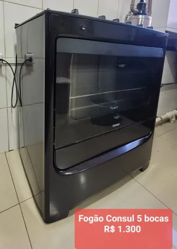 FOGÃO A GÁS DE PISO 5 BOCAS PRETO INOX CONSUL