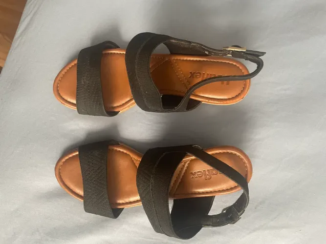 Sandália salto Anabela preta, 35 Usaflex 