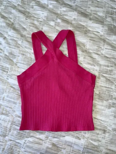Cropped ZARA canelado rosa M