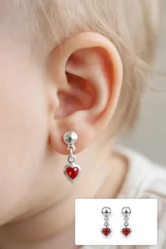 Brinco Infantil Coração Vermelho 