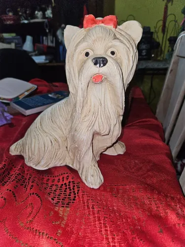 Cachorro escultura gesso 