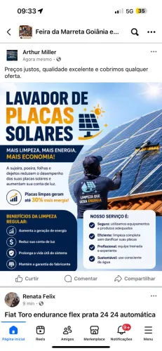 Limpeza de painel Solar