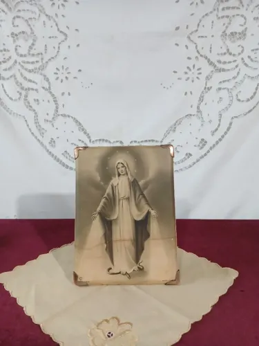 Antigo Quadro Gravura De Nossa Senhora Das Graças