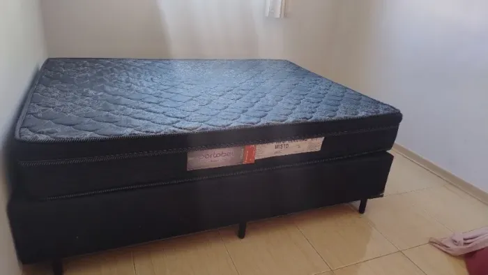 Cama Box Casal Portobel + Colchão Casal Portobel Diplomata com Espuma D-45 65x138x188 cm -
