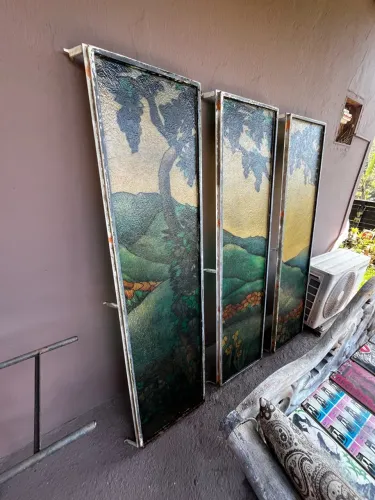 Conjunto 3 peças vitrô estilo vitral