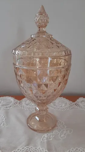 Compoteira em demi cristal cor âmbar