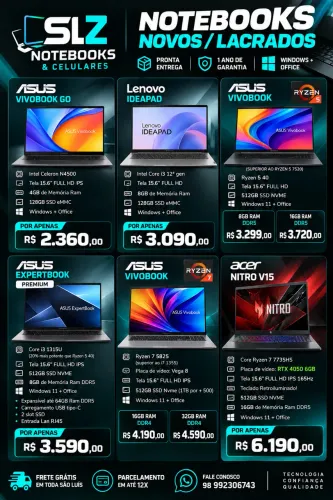 Notebooks Novos Lacrados em São Luís | *