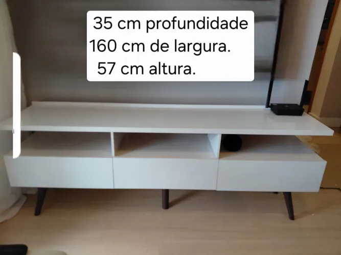 Rack Branco para tv ate 65 " - 3 portas basculante, ótimo estado