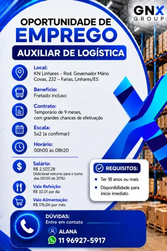 Oportunidade - Auxiliar de Logística 