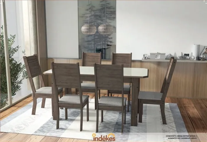 Sala cozinha mesa com 6 cadeiras 