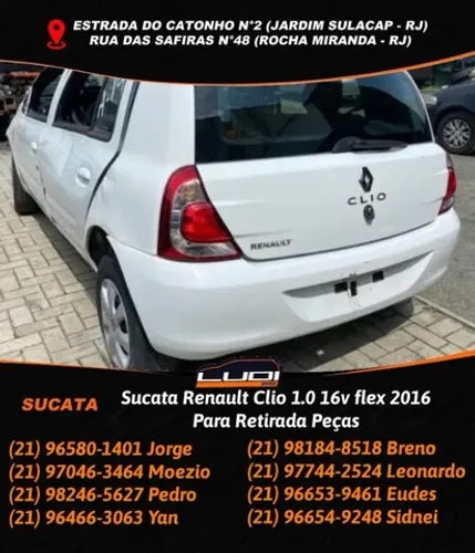 Sucata Renault Clio 1.0 16v flex 2016 Para Retirada Peças