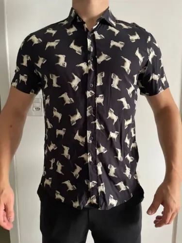 Camisa Havaiana com Estampa de Pug tam M
