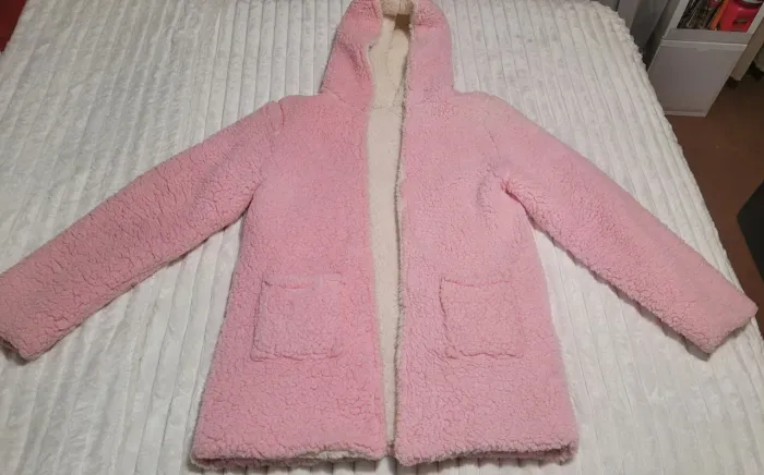 Casaco Teddy Dupla Face (Rosa / Branco) Tam G