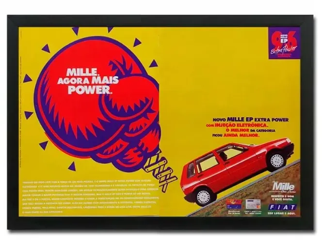 Fiat Uno Mille 1990 ou 1996 - Quadro decorativo propaganda/matéria de revista