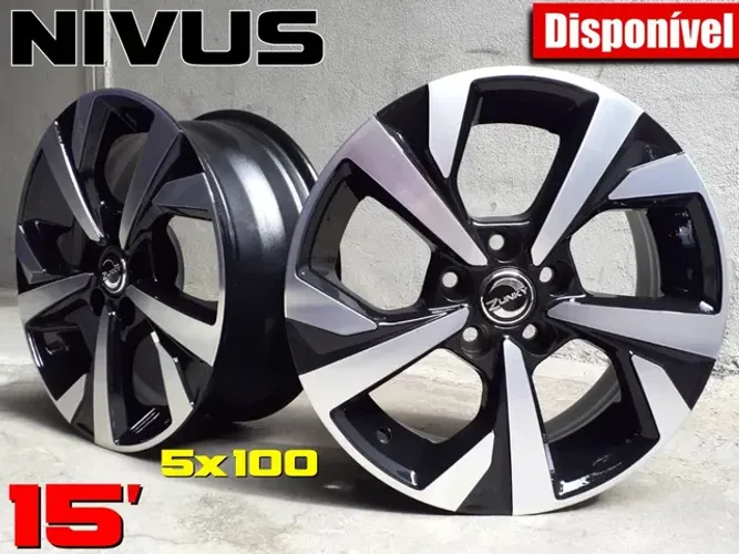 Roda aro 15 Volkswagen Nivus Preta com diamantado 5x100 jogo