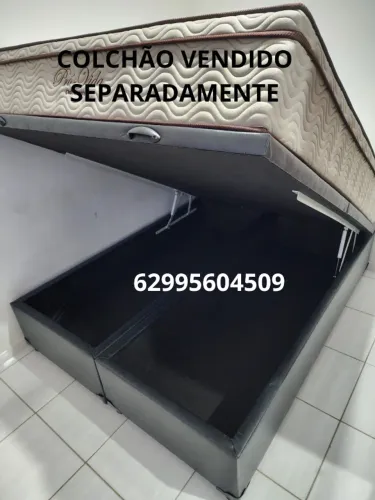 Cama box Baú Casal bi partido todo na madeira