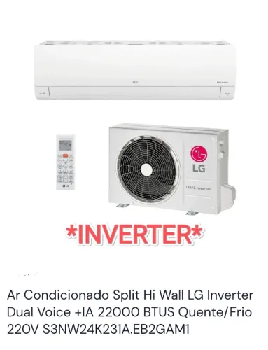 Ar Split LG Dual Inverter 24000 BTUs + Novo + Nota + 1 Ano Garantia Fábrica + Cartão 12x!!