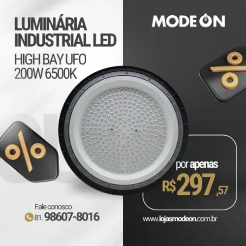 Luminária LED 200W High-Bay UFO