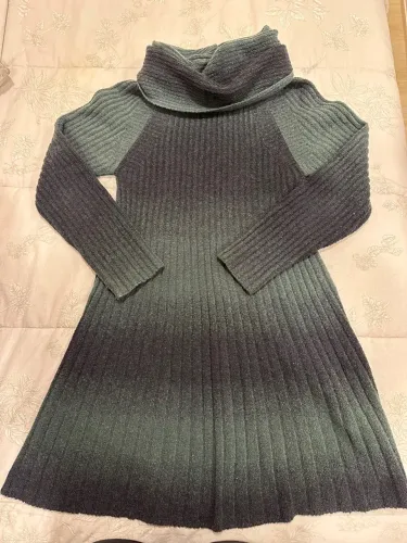 Vestido Tricot Manga Longa Gola Alta Degradê
