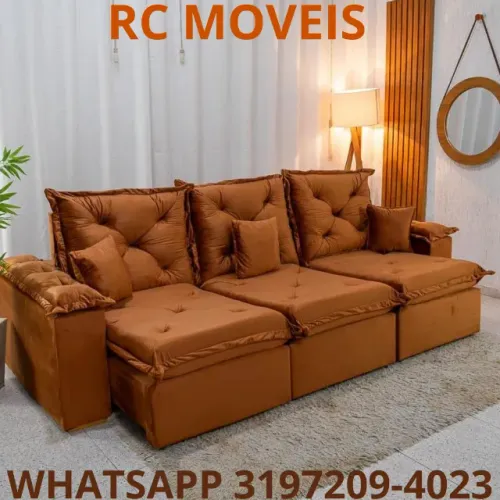 Sofá Londres 3 Módulos Retrátil e Reclinável 2,70m - Veludo Premium