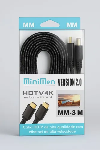 Cabo HDMI 4K MiniMen 3M - Alta Qualidade