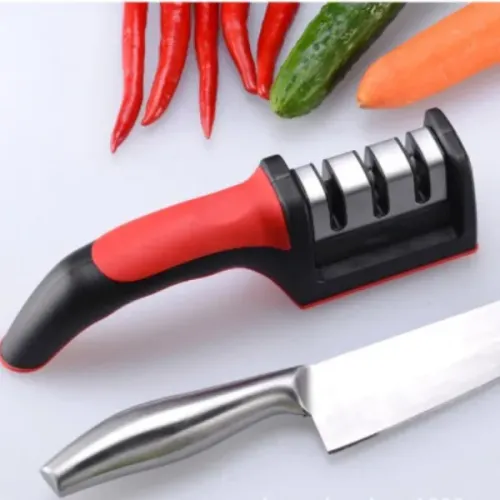 Amolador Afiador De Facas Em Aço Inox Com 3 Afiadores-Q9  