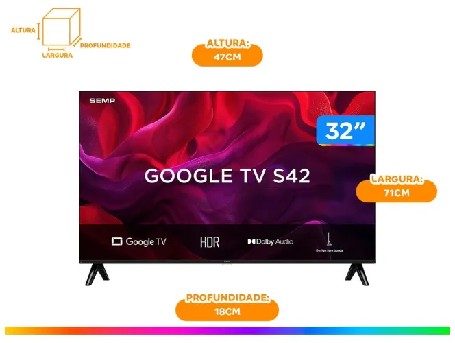 Smart TV Semp 32 pol. com Google TV (nova na caixa)