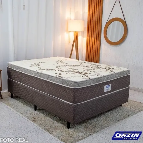 Base Box Casal+ + Colchão Opala Molas Ensacadas - Gazin