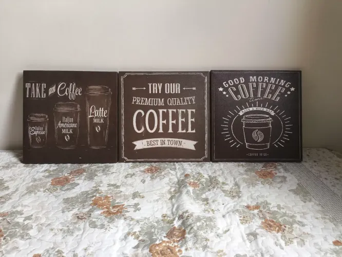 Kit 3 Quadros Decorativos - Café -  Para sua Cozinha ou Cafeteria