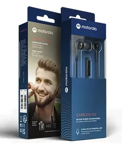 Fone De Ouvido Motorola Earbuds 105 Original , Anti Ruido Com Microfone - Preto