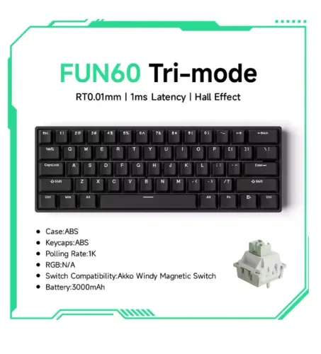 Teclado magnético Akko MonsGeek Fun60 Tri mode (novo)