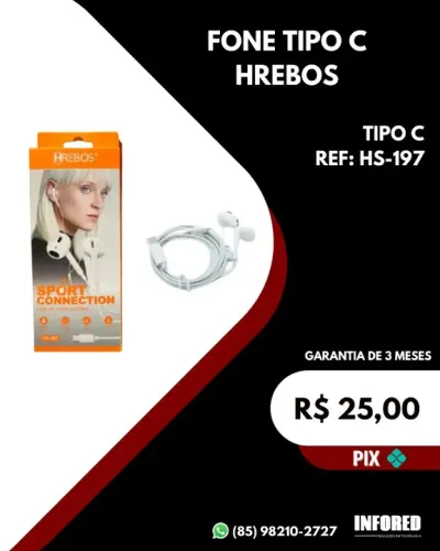 Fone tipo C Hrebos HS-197