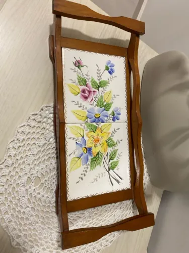 Bandeja Decorativa Vintage com Azulejos Florais