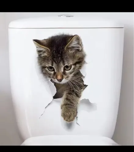 1 pc desenho animado bonito gato adesivos de banheiro decorativo auto adesivo