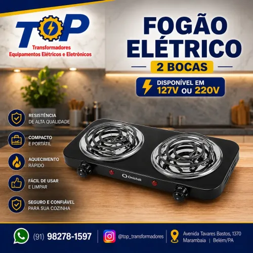 Fogão elétrico de 2 bocas portátil